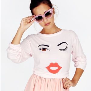 Wildfox Wink Face Thermal in Cream White